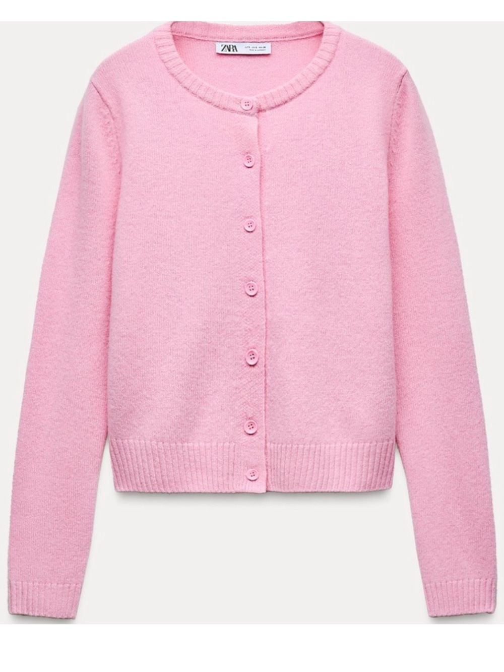 Zara 100% Wool Cardigan Soft Pink M